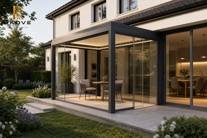 Pérgola Moderna de Aluminio RKOVE con Recubrimiento de Polvo Negro, Cubierta Rectangular para Patio, Estructura para Exteriores - Product Image 5