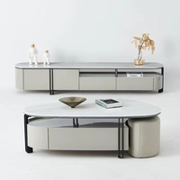 Ensemble de table TV extensible de luxe de 75 pouces Table basse en bois support TV pour salon finition en marbre élégante maison hôtel meubles