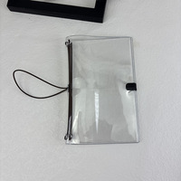 Cubierta Minimalista Transparente de Vinilo A6 para Agenda de Viaje, Encuadernación Elástica, Recargable, para Uso en Viajes y Oficina