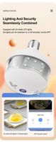 Caméra de sécurité intérieure V380pro 3MP E27 avec ampoule, capteur CMOS panoramique/inclinaison, Wi-Fi, détection humaine, alarme, audio bidirectionnel et vision nocturne