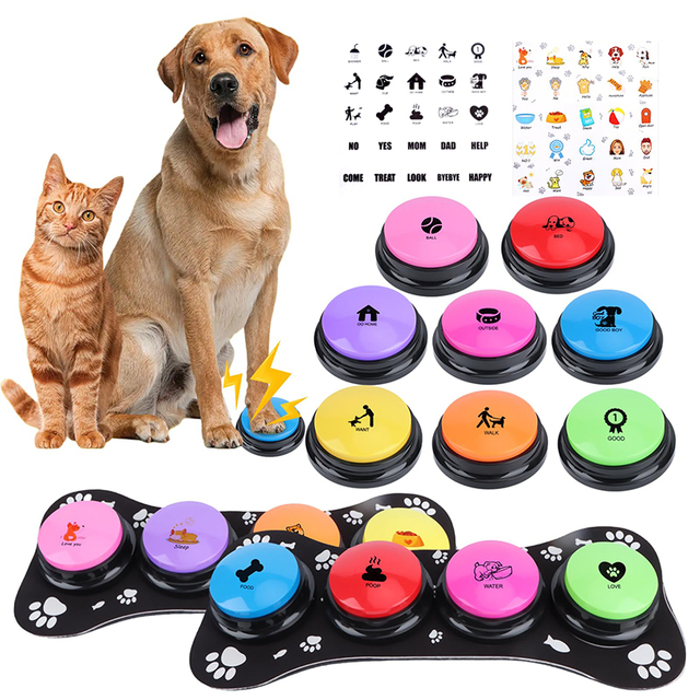 Dog Buttons for Communication Multiple Colors Talking Button Set with 30s Recordable Voice Pet Training Speaking Button for Dogs