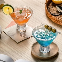 Verres à Martini sans pied texturés martelés vintage en gros, 8 oz, et coupes à glace sur pied