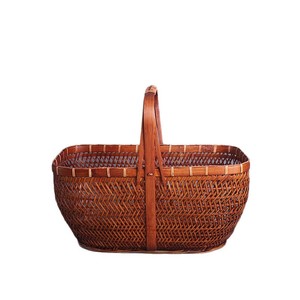 Handmade <b>Bamboo</b> Woven <b>Basket</b> Large Size Rectangle Kitchen Storage <b>Basket</b> For Fruit Vegetable Neatening Single Tier - Product Image 5
