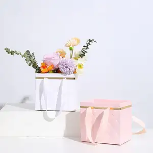 Venta caliente marca famosa flor bolso de mano caja de flores plegable ramo de flores bolsa de embalaje de regalo