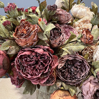 Bunga Peony Artifisial Retro 5 Tangkai Autumn's Edge of Ashes untuk Dekorasi Rumah (Grosir)