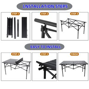 Mesa Plegable Portátil de Acero al Carbono Pequeña para Exteriores, Mesa Rodante de Metal para Camping, Venta al Por Mayor - Product Image 2