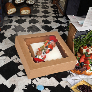 กล่องกระดาษคราฟท์สีน้ำตาลสำหรับบรรจุภัณฑ์เบเกอรี่ เค้ก และขนมหวาน ขนาด 25.4*25.4*6.4 ซม. จำนวน 30 ชิ้น/ชุด ผลิตจากวัสดุรีไซเคิล เป็นมิตรต่อสิ่งแวดล้อม - Product Image 3