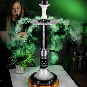 Cachimba de Acero Inoxidable 304 de Alta Resistencia con Base de Vidrio Reforzado de 55cm, Manguera Única, para Salón/Bar, Venta al por Mayor OEM - Product Image 1