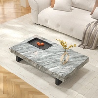 Table basse rectangulaire Normcore de luxe léger italien personnalisé décalcomanie en marbre naturel durable pour maison haut de gamme petit en bois