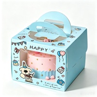 Emballage pour dessert, boîte à gâteau d'anniversaire, fenêtre transparente en PET, poignée portable, impression de logo personnalisée, emballage cadeau pour les fêtes, boîte à pâtisserie