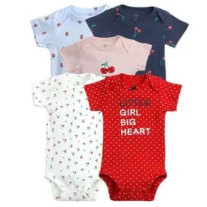 Cotton Knitted 5-piece new born baby clothes soft baby girls' rompers bodysuits set