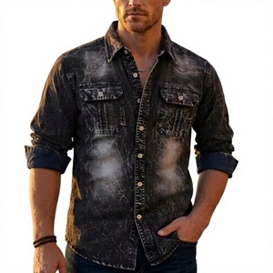 Camisa de Mezclilla Ajustada para Hombre TRIBON SPORTS, Estilo Casual con Botones, Algodón Transpirable, Bolsillos en el Pecho, OEM ODM, Ropa al por Mayor - Product Image 1