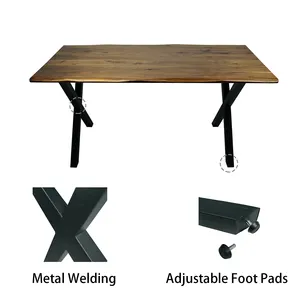 Meja belajar kayu padat kenari hitam meja pinggir langsung atas untuk meja yang dapat diatur Desk