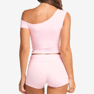 Top Corto Ajustado y Elástico <span class=keywords><strong>con</strong></span> un Hombro Descubierto y Relleno para Mujer, Fabricantes OEM Personalizados - Product Image 3