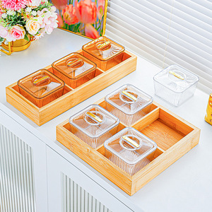 Plato para Frutos Secos de Seis Compartimentos con Tapa de Plástico, Rectangular, Tamaño L, para Guardar en Fiestas - Product Image 2
