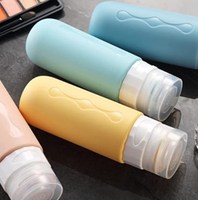 Bouteilles en silicone avec logo personnalisé, contenants cosmétiques de 3 oz sans BPA, flacons de lotion compressibles rechargeables, ensemble de 4 flacons de voyage