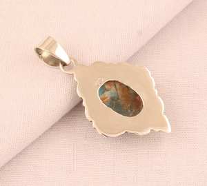 925 Sterling Silver Oyster Cuivre Turquoise Collier Pendentif pour Femmes À La Main Ovale Gemme Bohème Pendentif - Product Image 6