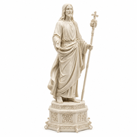 Estatua de Jesucristo Tallada a Mano en Mármol Blanco, Escultura Religiosa Católica con Cruz, para Altar de Iglesia, Jardín o Santuario