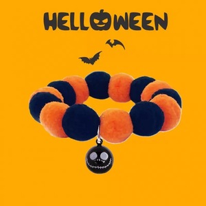 Collar de Halloween para Mascotas, Bufanda Elástica con Pompones para Perros y Gatos, Decoración de Calabaza de Dibujos Animados, Tamaño Pequeño y Mediano - Product Image 2