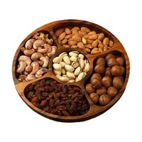Plateau assiette de service avec 5 compartiments, vaisselle de cuisine de jardin, maison créative rond parure de fruits en bois d'acacia rond, amuse-gueule, plat avec compartiments