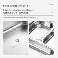 Boîtes de conservation alimentaire carrées à compartiments scellés de grande capacité, en acier inoxydable 304, boîte à lunch bento avec poignée pour étudiants