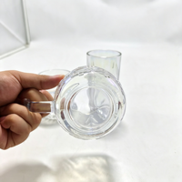 Ensemble de 3 tasses en verre texturé irisé, gobelets à nervures verticales, mug en verre gaufré avec motif d'arbre de Noël pour les boissons chaudes, cadeau
