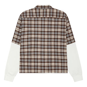 Custom Wholesale Heavyweight Cotton Plaid Waffle Knit Vintage <b>Grunge</b> Streetwear Layered Look Embroidered Men's Plaid <b>Shirt</b> - Product Image 2