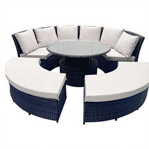 Vietnam Supplier High Quality Modern Outdoor Round <b>Rattan</b> <b>Sofa</b> Set with Steel Frame for Garden Furniture Contemporary Design - Product Image 1