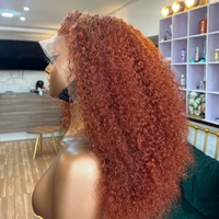 Perruque en cheveux humains naturels à 250 % de densité, brun roux, bouclée crépue, perruque frontale en dentelle 13x4, cheveux vietnamiens bruts, perruque naturelle avec frontal