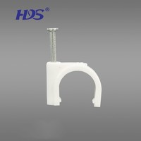 Clips de câble en plastique de type rond/circulaire HDS Quality Assurance, clips de câble mural avec clou en acier, 6 mm, 100 pièces/sac