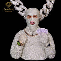 Colgante de Lujo Personalizado de Plata de Ley con Moissanita Iced Out Estilo Hip Hop para Hombre, Joyería de Moda 3D para Streetwear y Actuaciones de Rap
