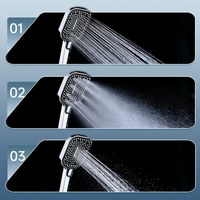 Pommeau de douche portable en plastique ABS de qualité commerciale, 3 fonctions, effet pluie filtré, pour projets hôteliers et salles de bain