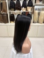 Vente directe usine : Cheveux humains vierges chinois pour perruques Lace Front, base transparente, longueur longue, tailles de bonnet petites/grandes, densité 150%