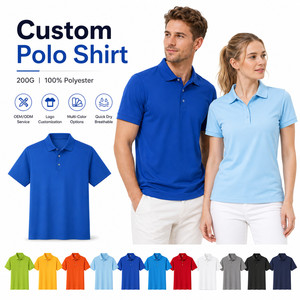 Polo de performance pour homme avec logo personnalisé, 200 g, 100 % polyester, séchage rapide, respirant, pour équipe de golf, vente en gros, S-4XL, bleu clair - Product Image 1