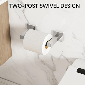 <span class=keywords><strong>Porte</strong></span>-<span class=keywords><strong>papier</strong></span> toilette mural en acier inoxydable argenté de style moderne Gcheng, installation facile - Product Image 2