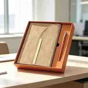 Carnet avec stylo A5 en cuir PU, agenda noir mat, métal gaufré, promotion d'entreprise, personnalisation de la marque, coffret cadeau d'entreprise - Product Image 2