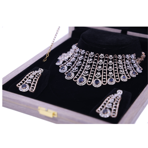 Designer Bridal Lab Grown Diamond Choker <b>Necklace</b> Set 14K <b>Rose</b> Gold <b>Silver</b> Plated 22.26 CT GH VS Brilliant Cut IGI Certified - Product Image 3