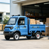Camioneta Eléctrica de Carga de Cuatro Ruedas, Nueva Energía, 2 Asientos, Plataforma Plana Reforzada con Caja de Transporte