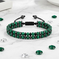 Bracelet perlé fait main en corde tressée double rangée Œil de tigre et Onyx noir, style européen et américain, fabriqué à Yiwu, pour le marché transfrontalier