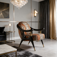 Fauteuil de luxe rétro, design moderne, dossier incurvé, chaise d'appoint en velours pour villa et manoir, mobilier de salon