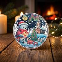 Pièces de monnaie de Noël personnalisées gravées en métal plaqué or – Souvenirs de fête en gros avec design émaillé 3D