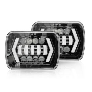 Faros LED 5x7/7x6 de 7 Pulgadas con Luz Alta/Baja, Halo DRL, 12V H4 6000K 55W 3000 Lúmenes, Ajuste Universal para Jeeps XJ Wranglers - Product Image 1