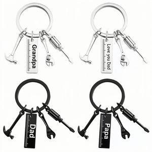 Tùy Chỉnh DIY Logo Móc Khóa Kẽm Hợp Kim Kim Loại Keyring Thời Trang Cụ Công Cụ Kit <span class=keywords><strong>Carabiner</strong></span> Của Cha Ngày Quà Tặng Laser Logo 'Dad' - Product Image 1