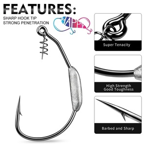Hameçons de pêche lestés à ardillon renforcé 4,5g/8g/20g avec maintien de la ligne, têtes de jig, hameçons crank en plomb <span class=keywords><strong>Raptor</strong></span> lestés, leurres pour vers - Product Image 2