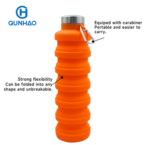 Bouteille d'eau pliable en silicone de couleur unie personnalisée 700 ML, bouteille d'eau pliable en silicone sans fuite, gobelet pliable - Product Image 2