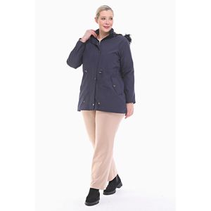 Vetre Parka Courte Femme Grande Taille Bleu Marine Doublée Fourrure 80 cm Tailles 50-64 Imperméable Capuche Amovible Vêtement d'extérieur Vente en Gros - Product Image 1