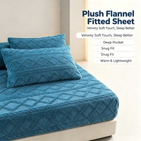 Drap-housse en flanelle chaud et doux, housse de matelas antidérapante, drap de lit anti-acariens pour chambre d'hiver et hôtel