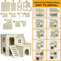 Maison pour hamster avec mini-labyrinthe et toboggan, cachette en bois pour gerbilles naines, souris et rats pygmées - Espace de vie toute saison