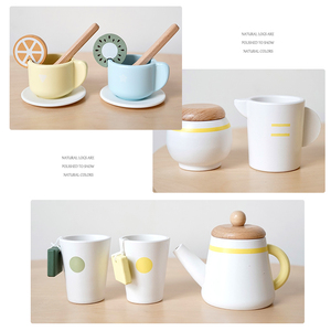 Service à thé en bois de style coréen pour enfants, jeu d'imitation, ensemble de thé et de desserts simulés, jouet de <span class=keywords><strong>cuisine</strong></span> - Product Image 4