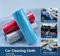Handuk Gulung Pembersih Kaca Mobil, Handuk Pembersih Kaca Mikrofiber Polos untuk Rumah dan Dapur